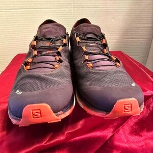 SALOMONS/LAP ULTRA 3 TRAIL RUNNING SHOES MAUVE/RACERED SIZE USA 10